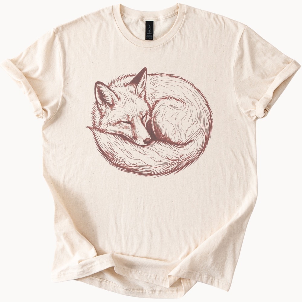Fox Sleeping Curled in Her Own Tail Tee